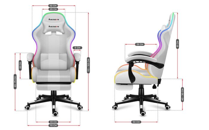 Gejmerska stolica Huzaro Force 4.7 RGB Bela - Image 14