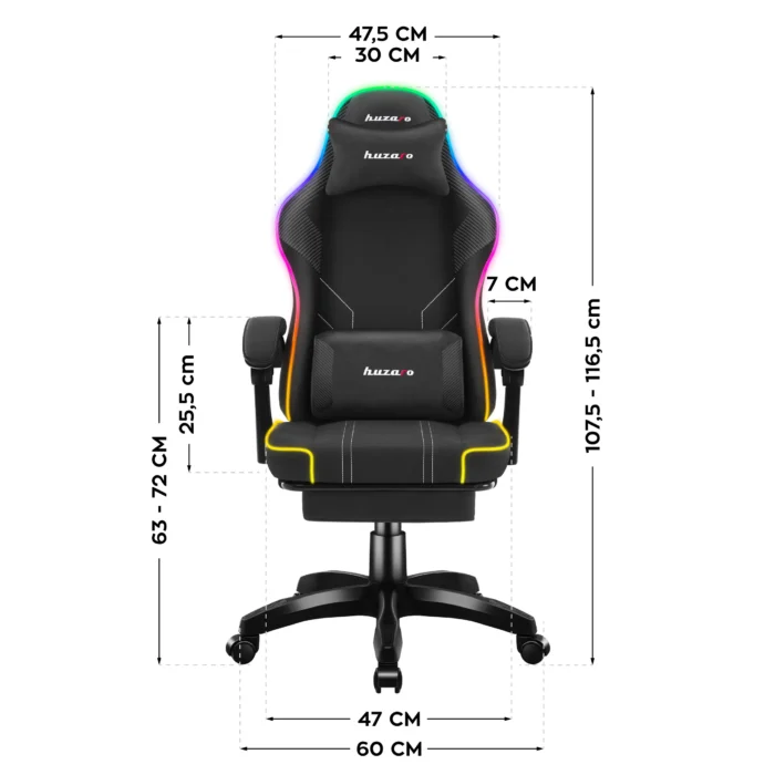 Gejmerska stolica Huzaro Force 3.7 RGB Black - Image 4