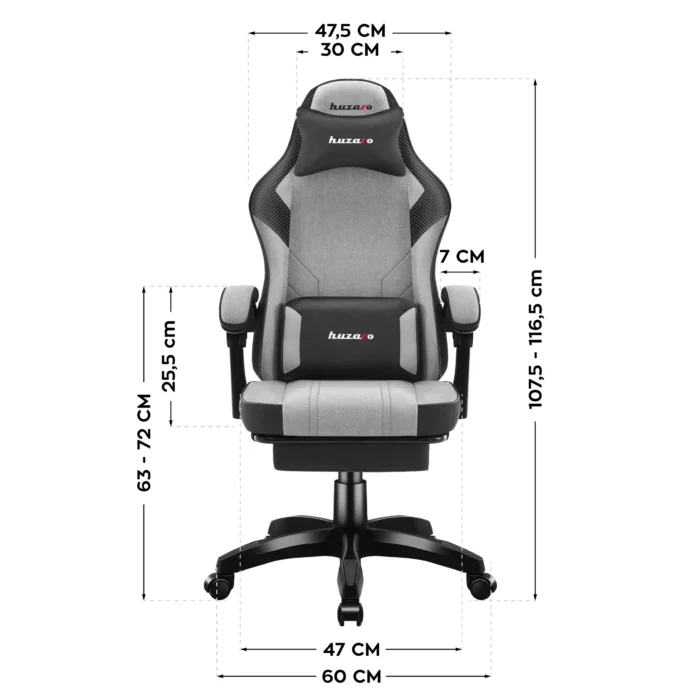 Gejmerska stolica Huzaro Force 3.7 Grey - Image 3