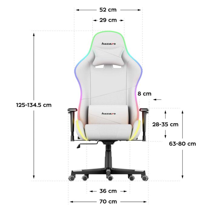 Gejmerska stolica Huzaro Force 6.2 Bela RGB - Image 3