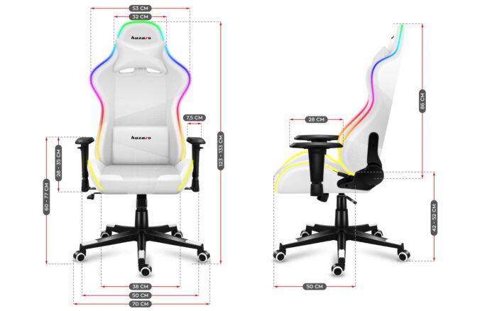 Gejmerska stolica Huzaro Force 6.2 Bela RGB - Image 19