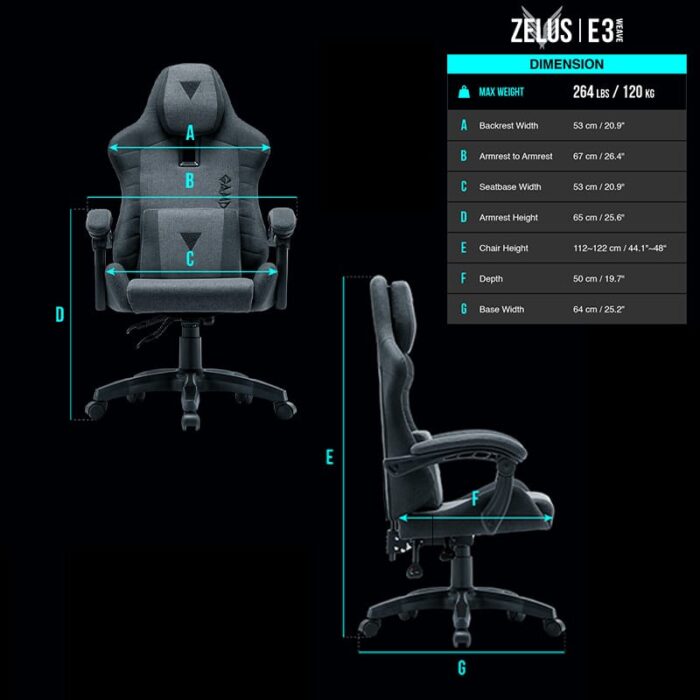 Gejmerska stolica ZELUS E3 WEAVE - Image 11