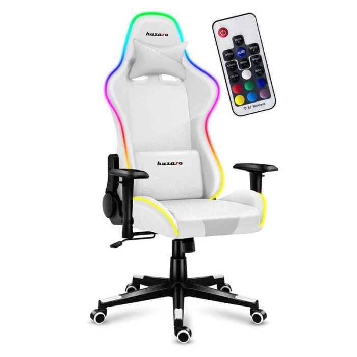 Gejmerska stolica Huzaro Force 6.2 Bela RGB - Image 9