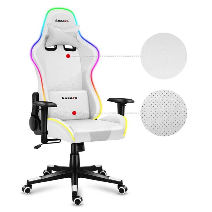 Gejmerska stolica Huzaro Force 6.2 Bela RGB - Image 13
