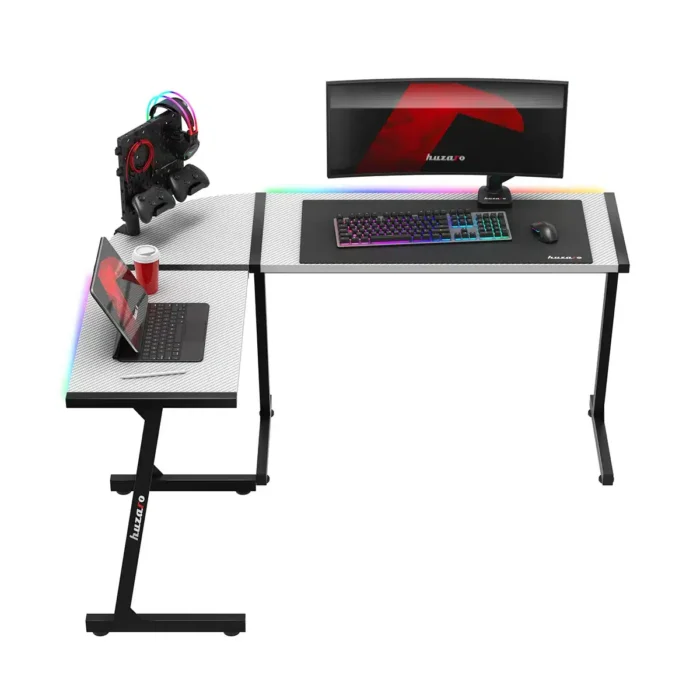 Gaming ugaoni sto Huzaro Hero 6.0 RGB White - Image 2
