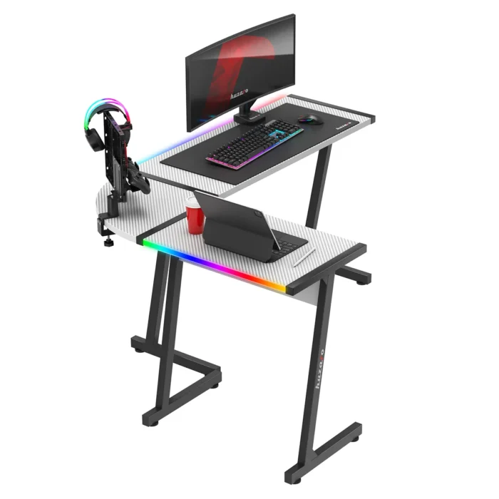 Gaming ugaoni sto Huzaro Hero 6.0 RGB White - Image 4