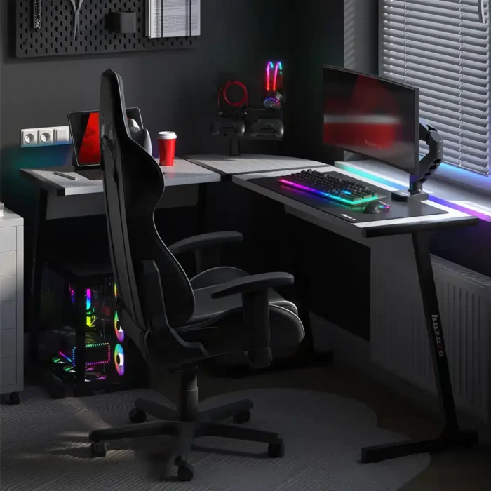 Gaming ugaoni sto Huzaro Hero 6.0 RGB White - Image 12