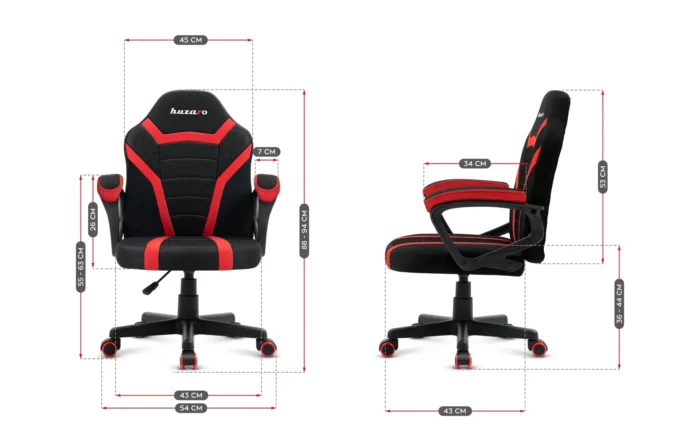 Huzaro Dečija Gaming stolica Ranger 1.0 Red Mesh - Image 4