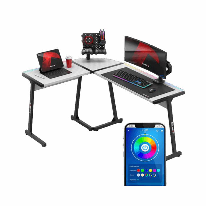 Gaming ugaoni sto Huzaro Hero 6.0 RGB White - Image 15
