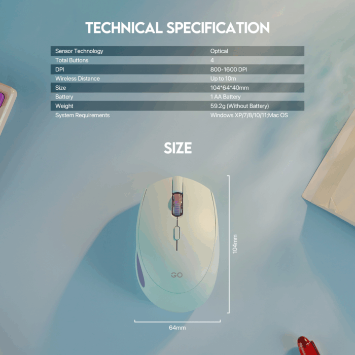 Kancelarijski Wireless mis Fantech W193 roze - Image 6