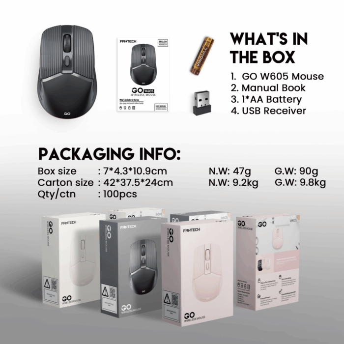 Mis Wireless Fantech W605 GO roze - Image 7