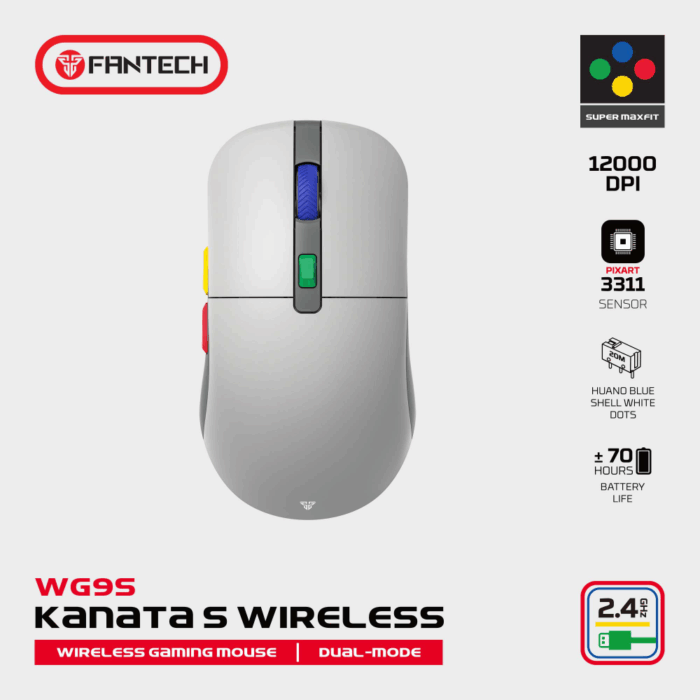 Mis Wireless Gaming Fantech WG9S Kanata S sivi - Image 10