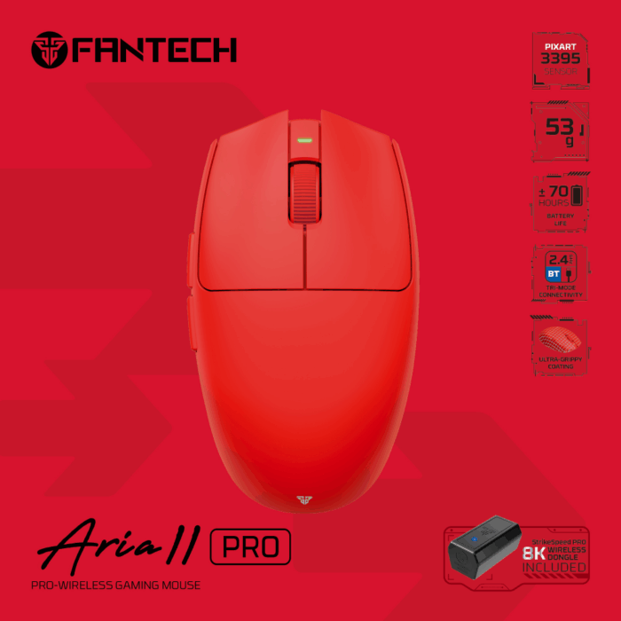 Mis Wireless Gaming Fantech XD7V2P Aria II PRO crveni - Image 10