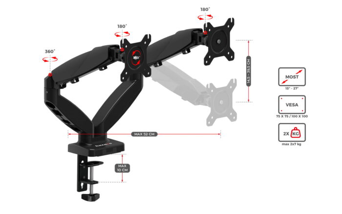 Huzaro Nosač za dva monitora Motion 2.2 - Image 10